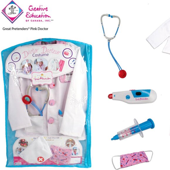 New w/Tag-Great Pretenders Pink Doctor with 6 Accessories in Garment vinyl Bag - Picture 13 of 13